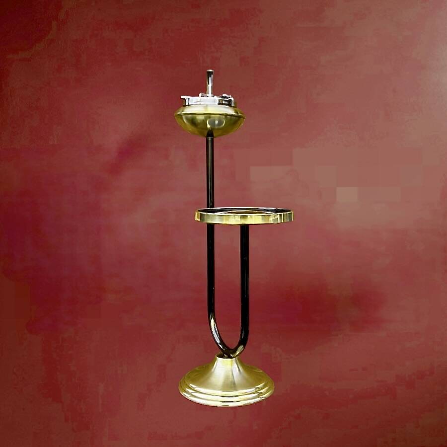 Art Deco floor ashtray in brass and metal