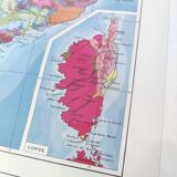 Corsica and southern Mediterranean France vintage map 43x43cm from 1950
