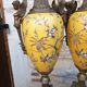 Paire de grands vases couverts - 60cm - faïence jaune