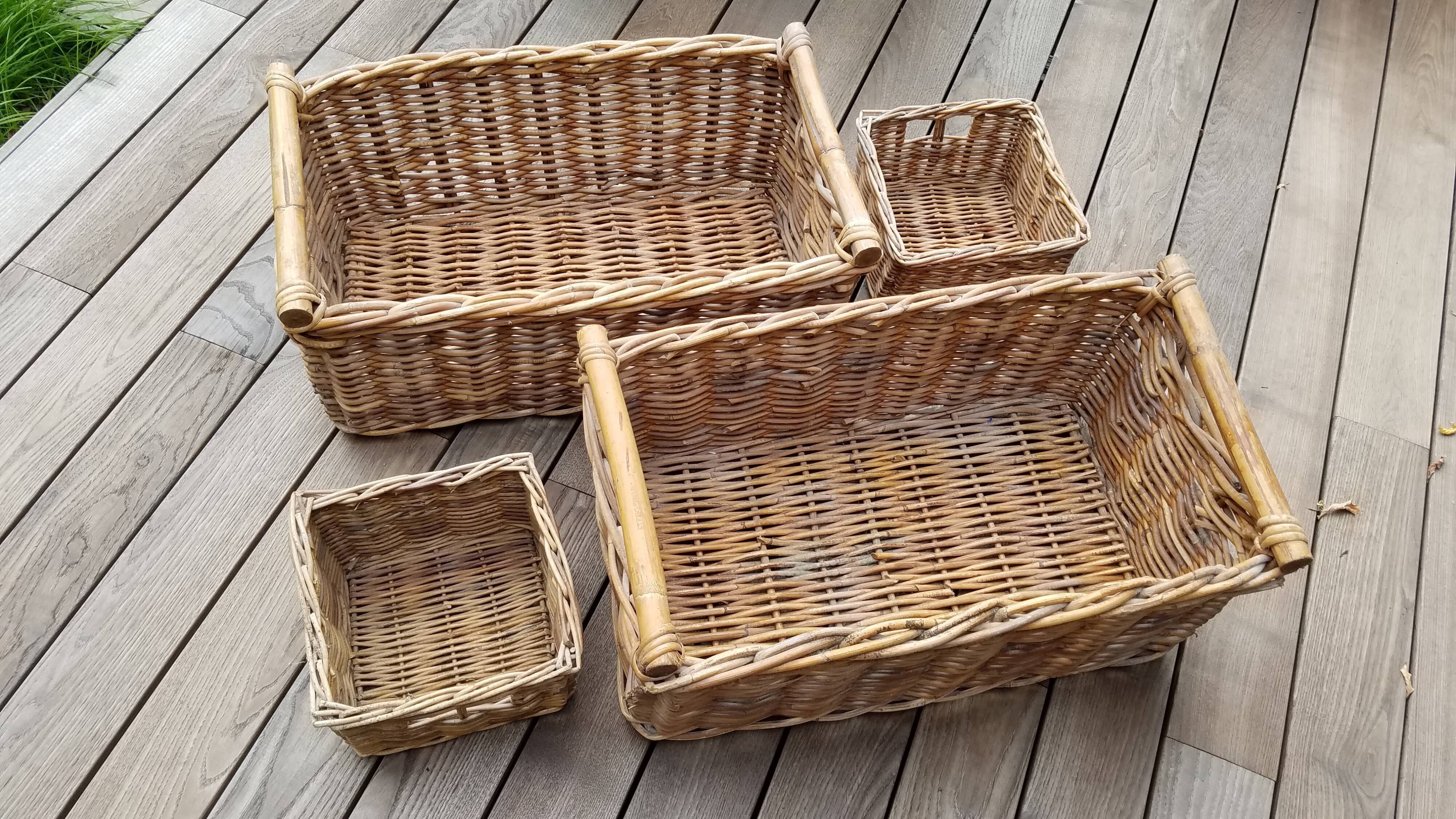 Set of four wicker baskets