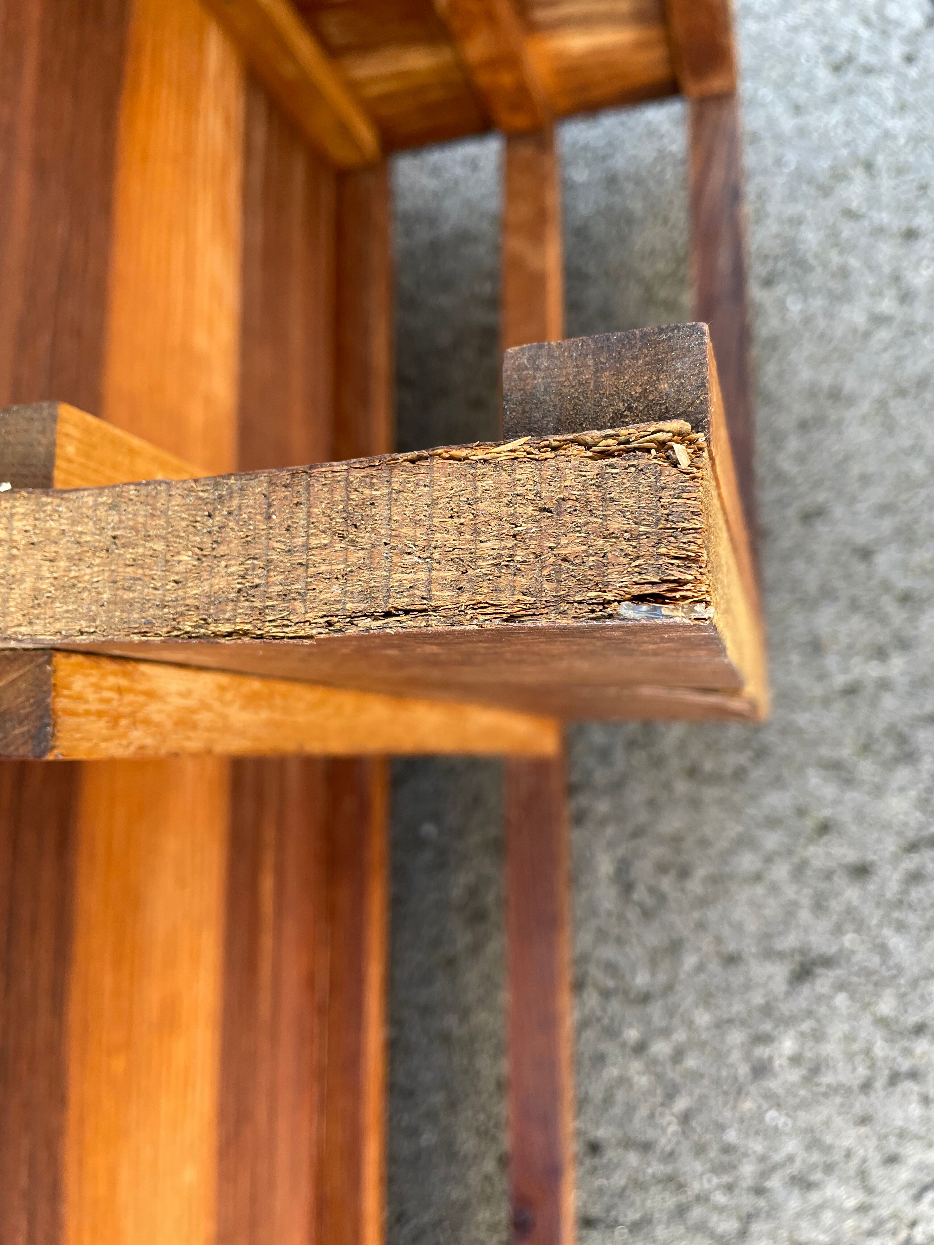 Modernist wooden desk with compass feet 1950