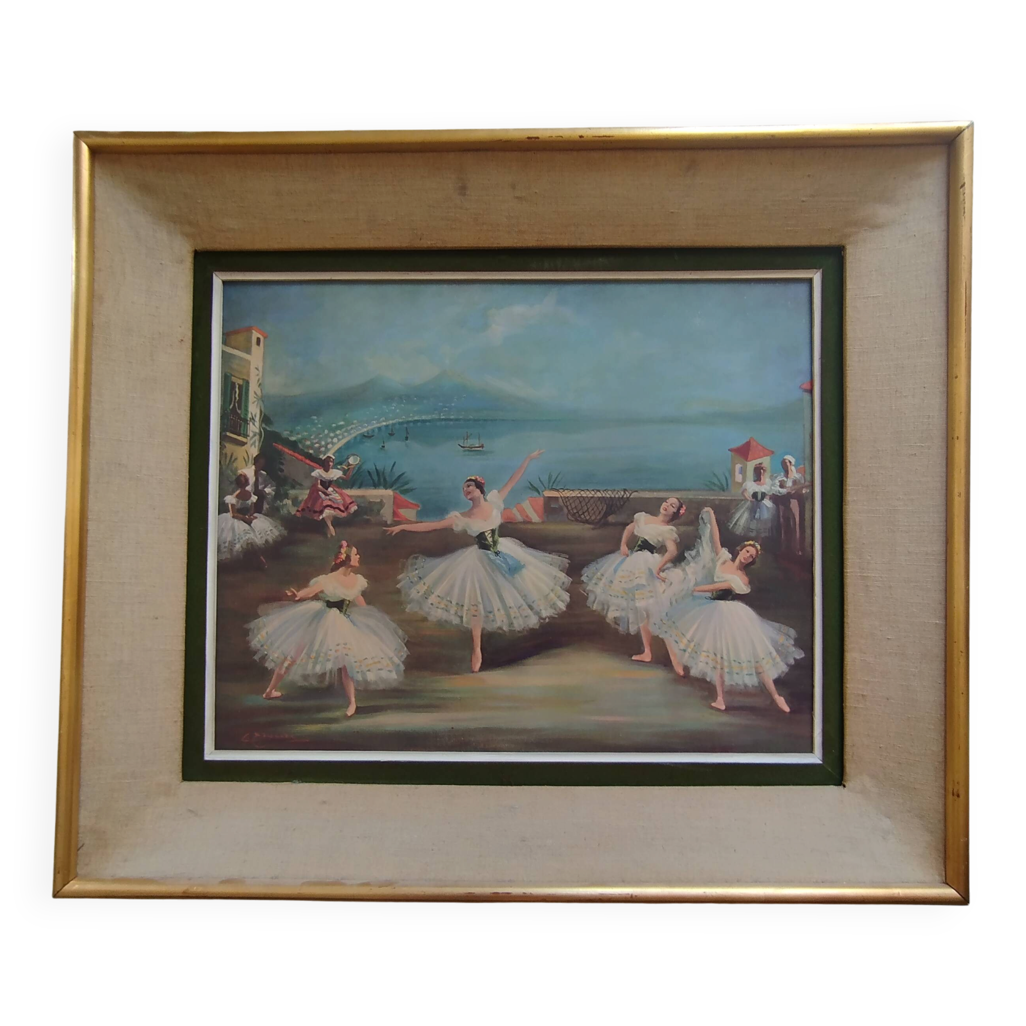 Vintage ballerina painting after Carlotta Edwards reproduction