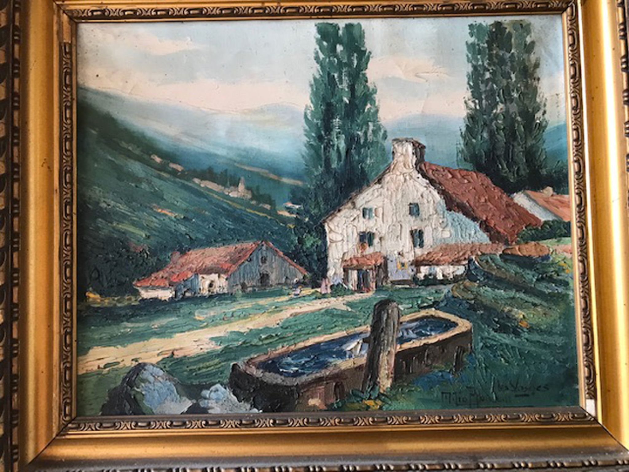 Oil on canvas painting landscape of the vosges signed Milio Burquin