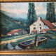 Oil on canvas painting landscape of the vosges signed Milio Burquin
