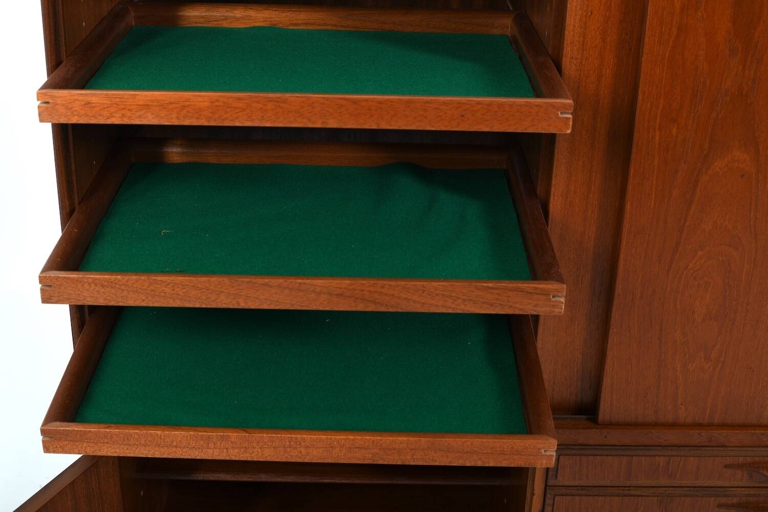 High Quality Danish Highboard with Brass Handle Inlays 1950s