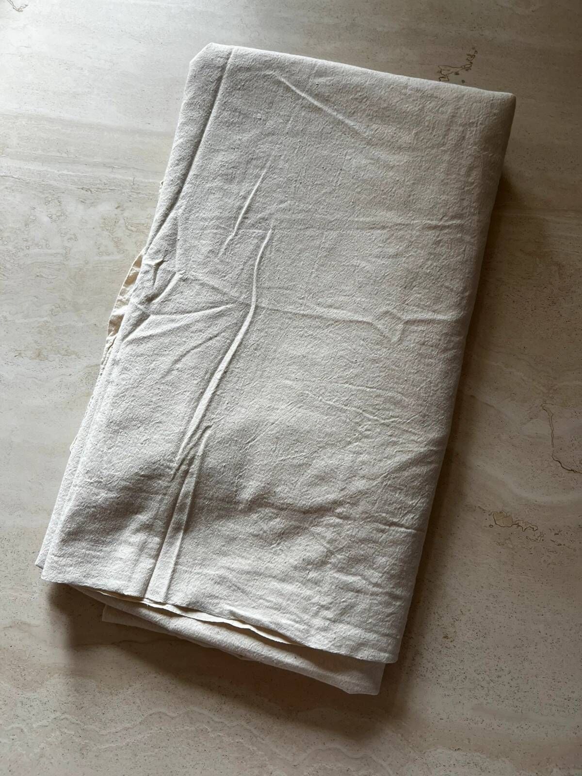 Large antique cloth in ecru, handwoven cotton and linen.