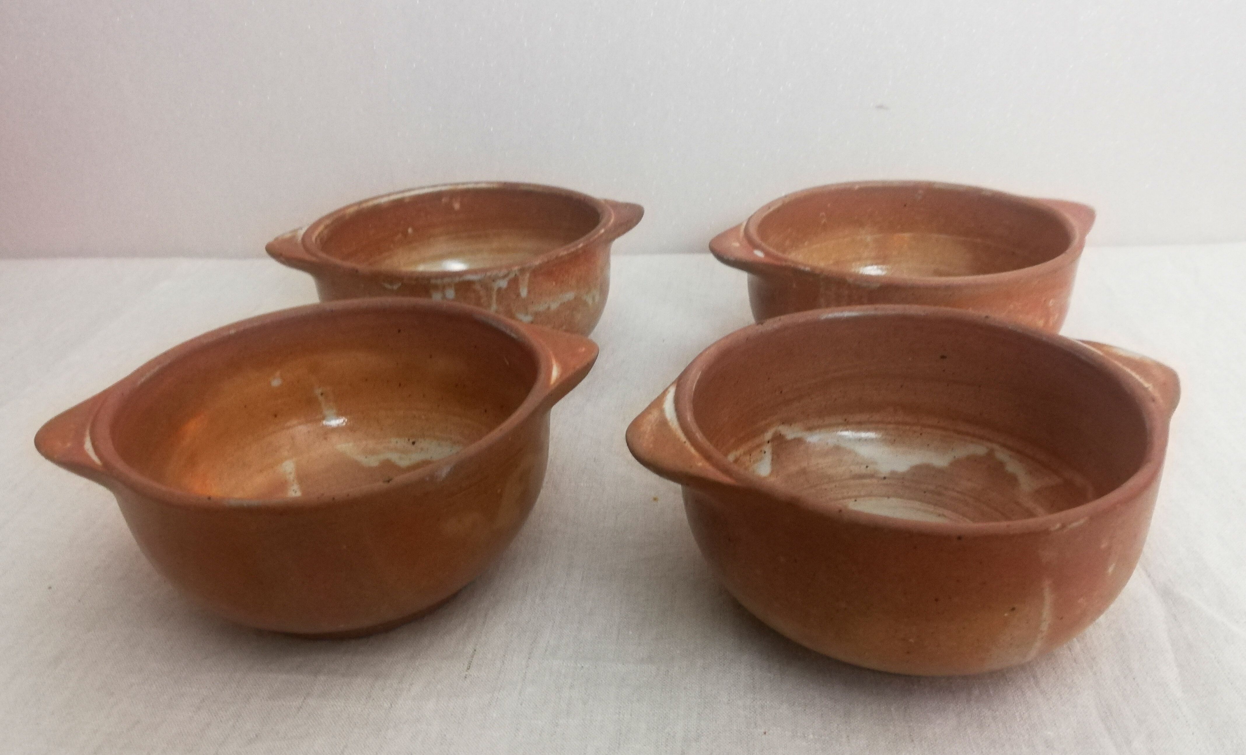 Set of 4 bowls handmade sandstone 60s
