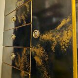 Black and gold lacquered Sanibloc furniture in the style of Maison Jansen, 1970