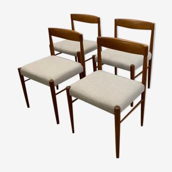 4 chaises danoises en teck du milieu du siècle par H.W. Klein pour Bramin