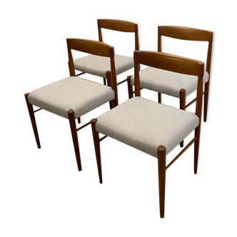 4 chaises danoises en teck du milieu du siècle par H.W. Klein pour Bramin