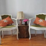 Pair of patinated armchairs