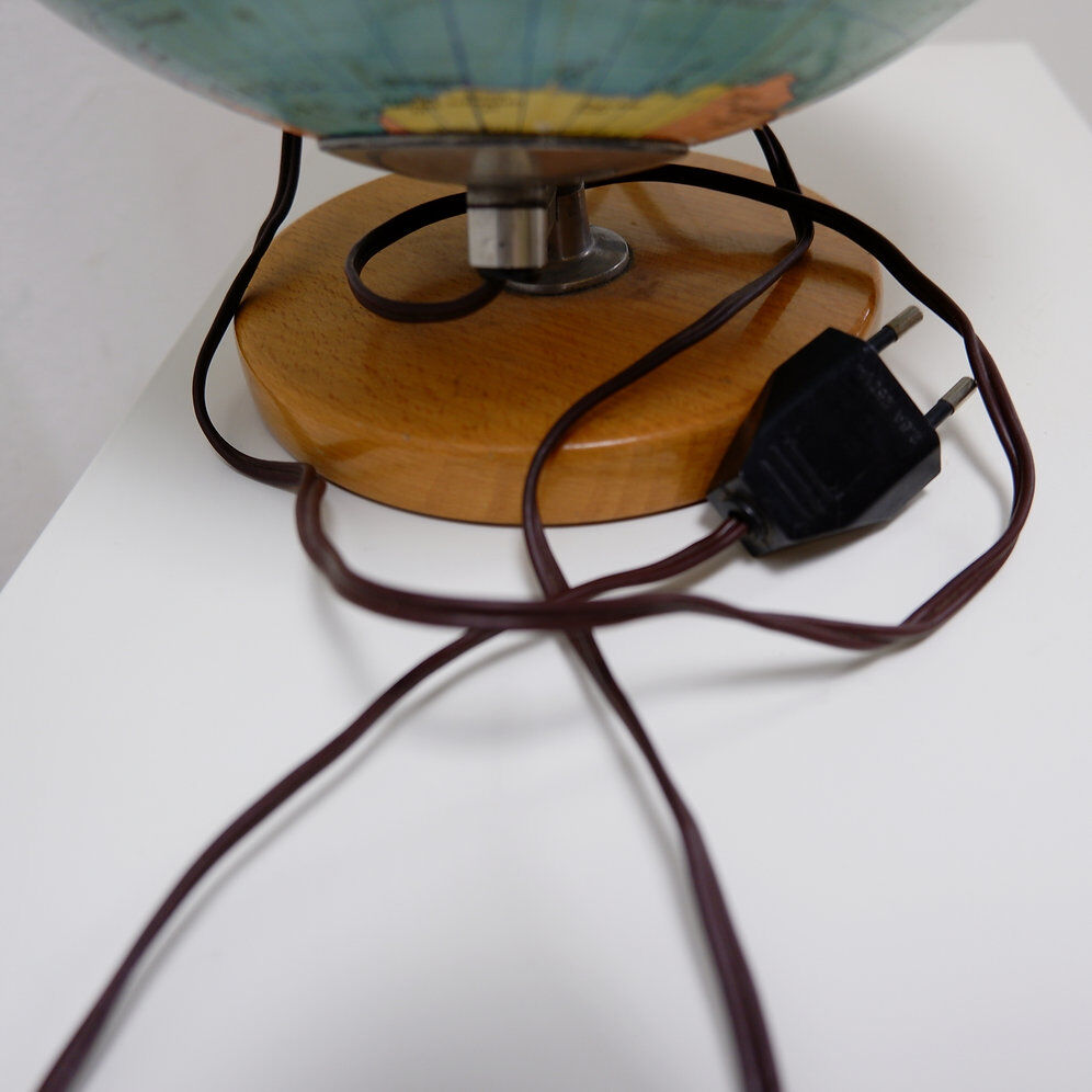 Globe en verre vintage illuminé - Columbus années 1960