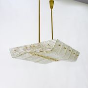 J.T. Kalmar enormous brass and textured glass chandelier, Austria, 1950s