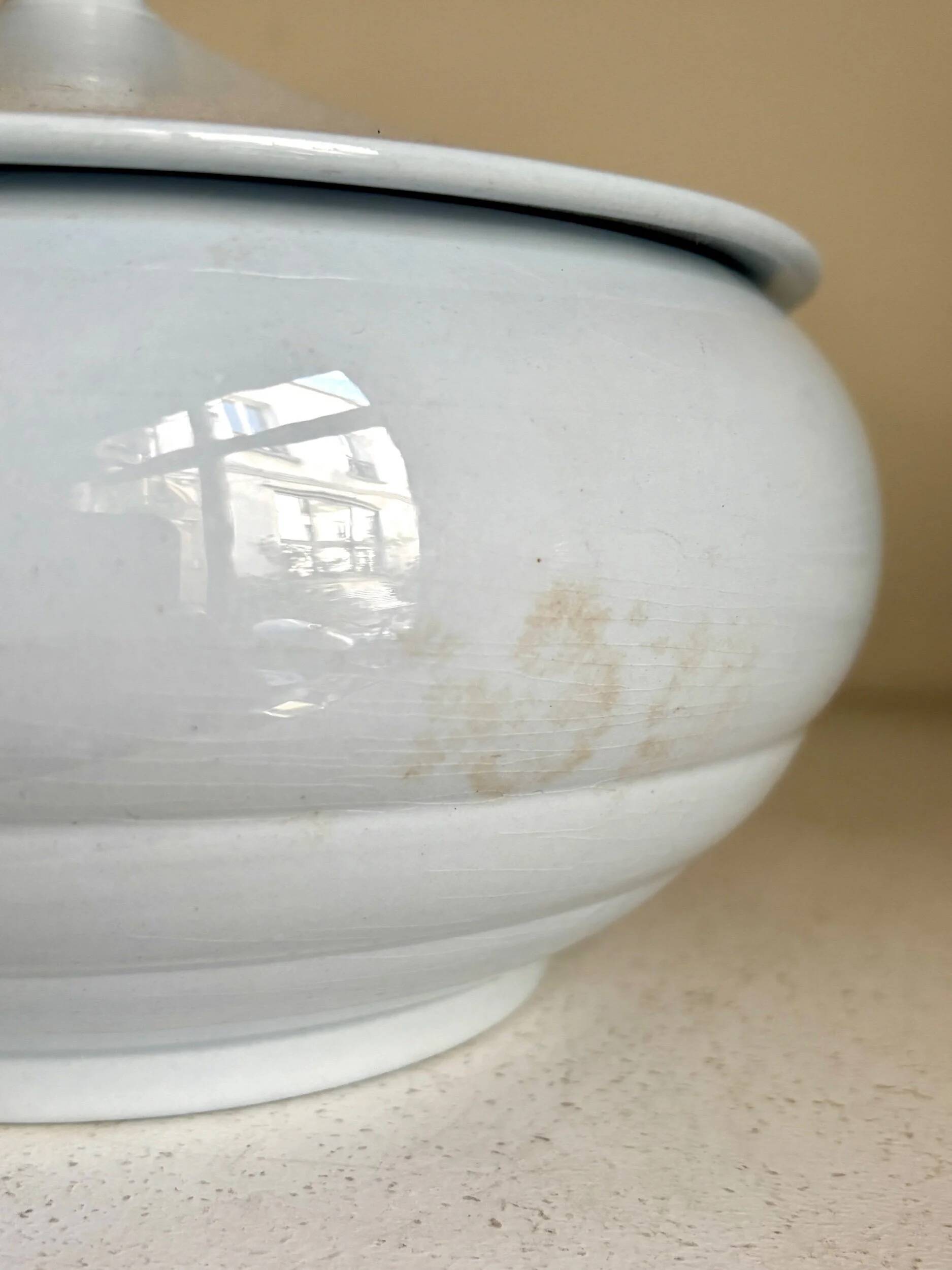 Sarreguemines blue earthenware soup tureen