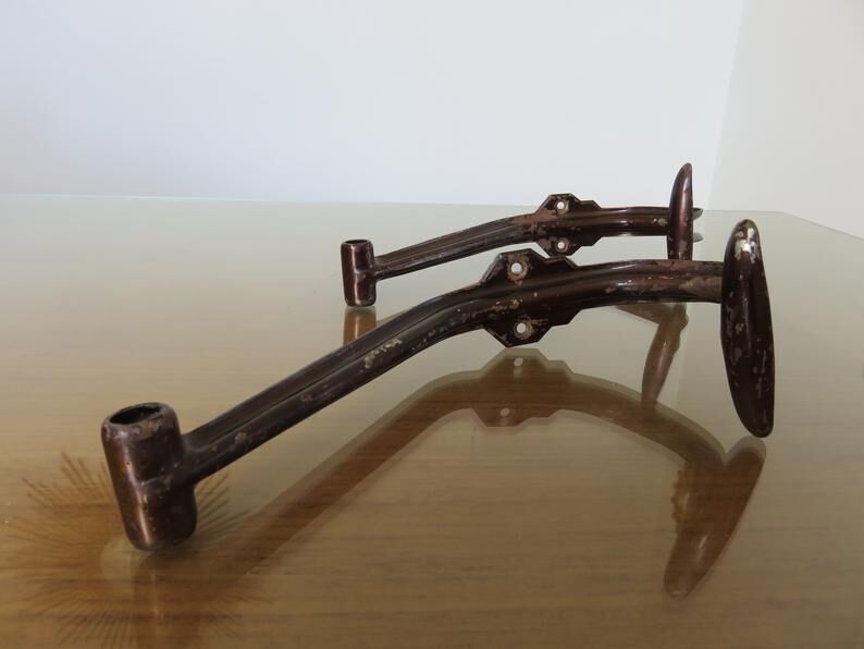 Pair of steel coatrack stamped years 30/40