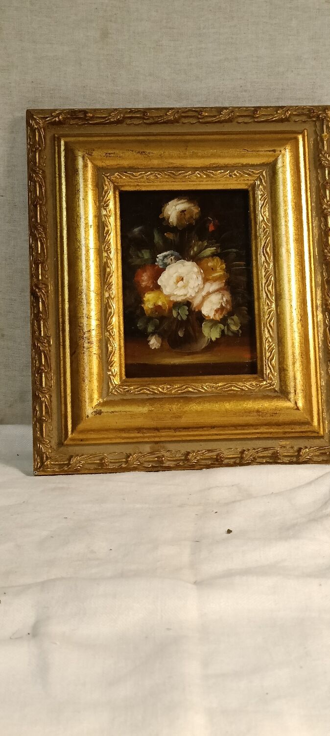 Painting frame on panel "roses"
