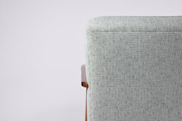 Fauteuil original vintage, entièrement restauré, 1960, tapisserie verte