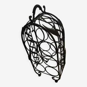 Basket wrought-iron bottle rack