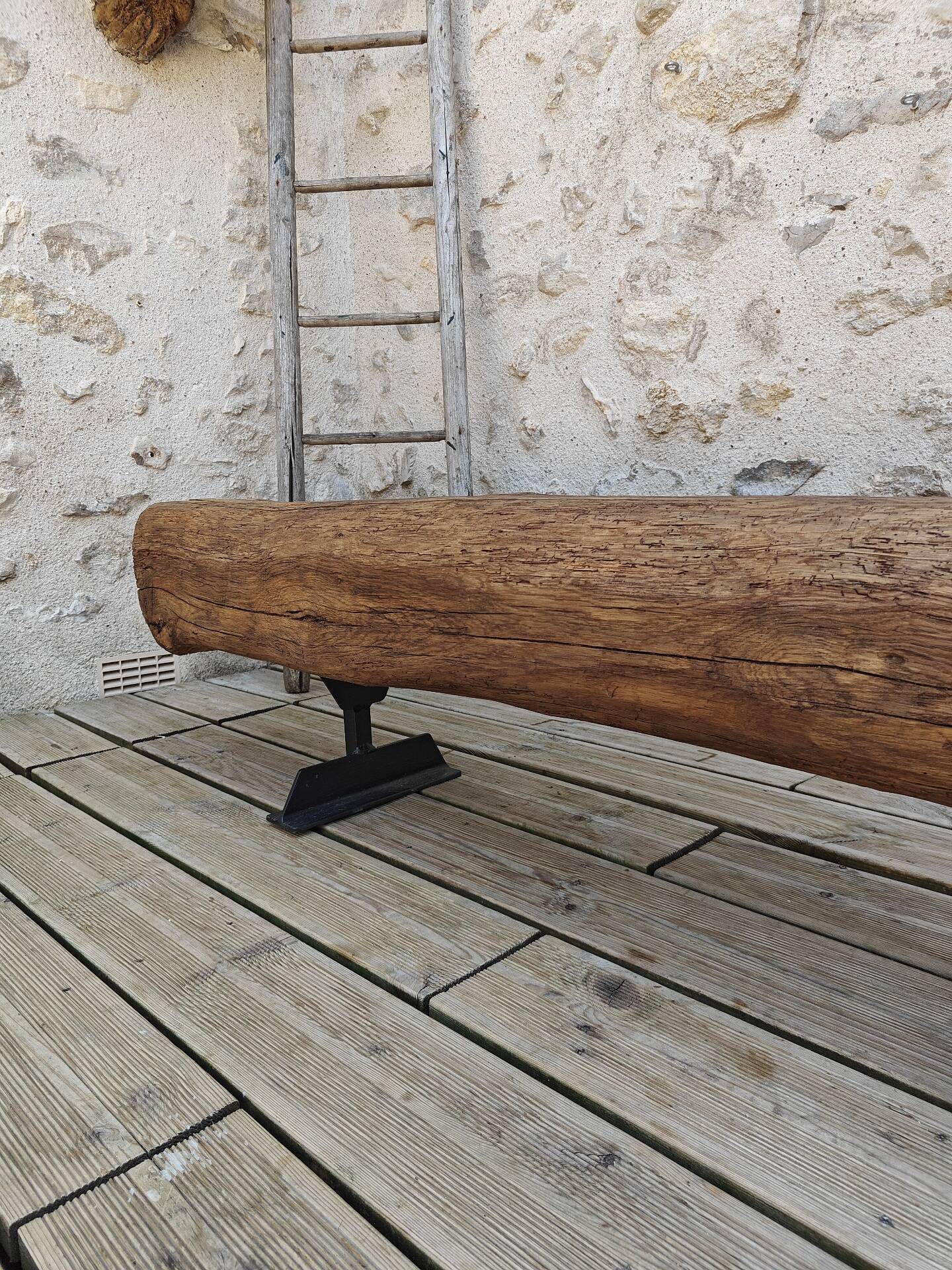 Brutalist oak bench