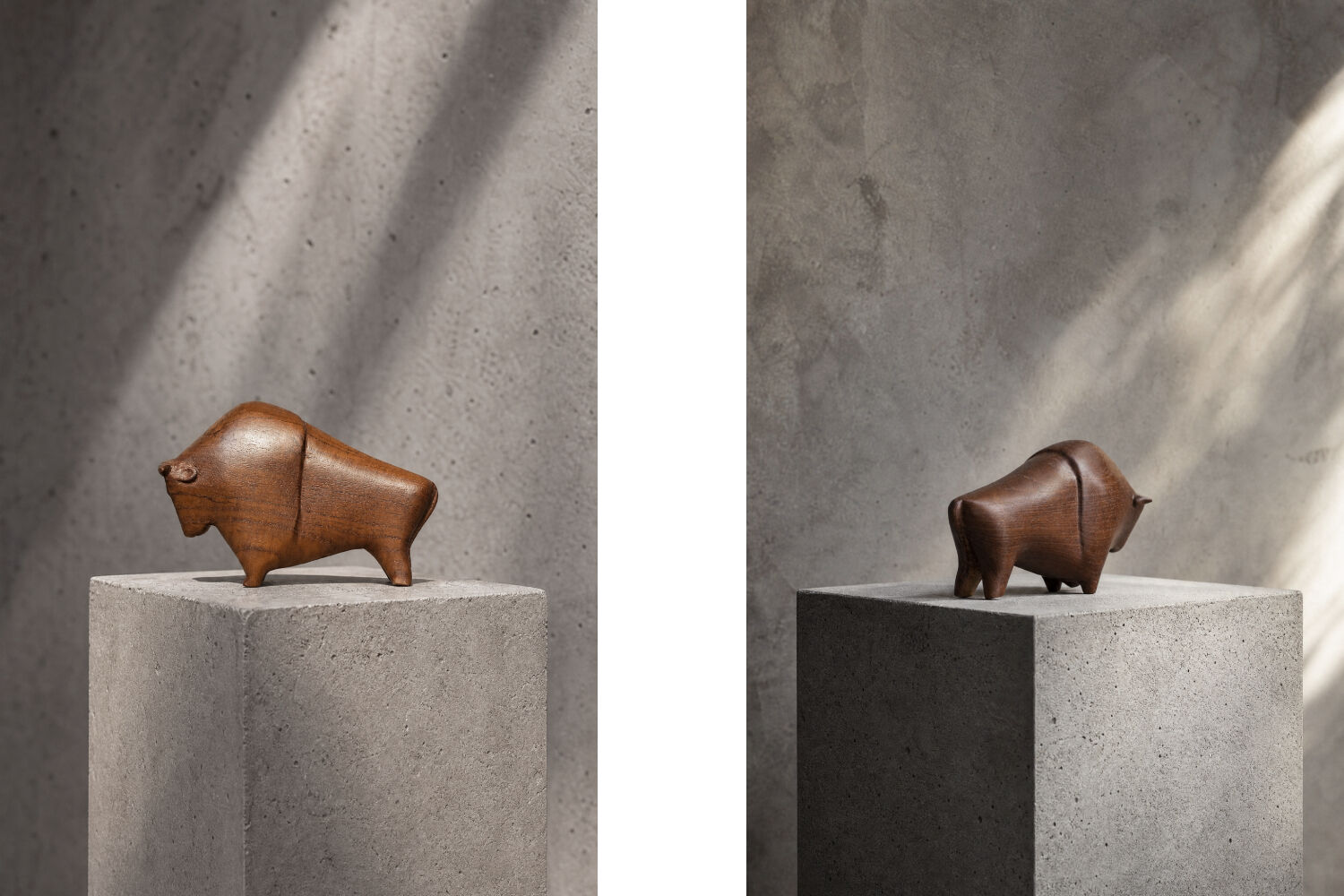 Vintage Danish Dark Teak Wood Bison Figurine, 1960s