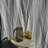 Vintage striated smoked glass carafe
