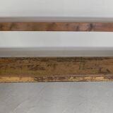 Pine bench with backrest, 2.5 metres long, 1950s.