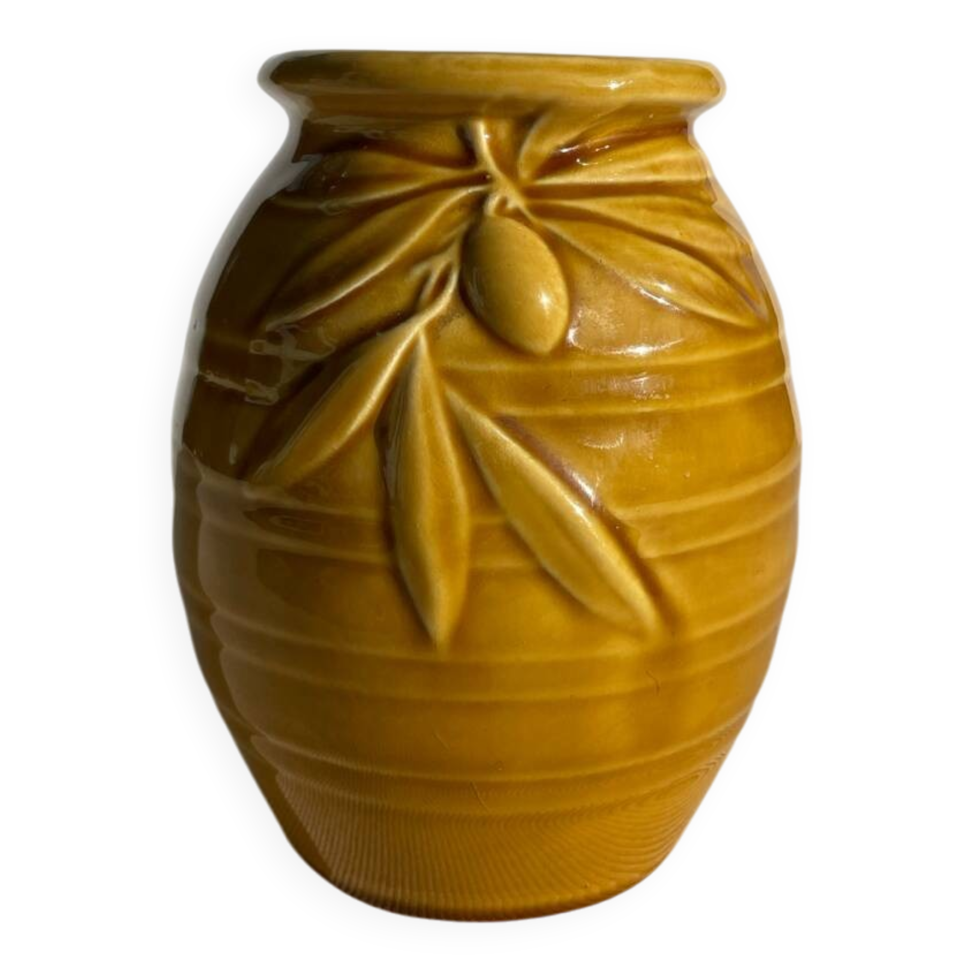 Provençal vase / Mustard yellow olive pot Proceram
