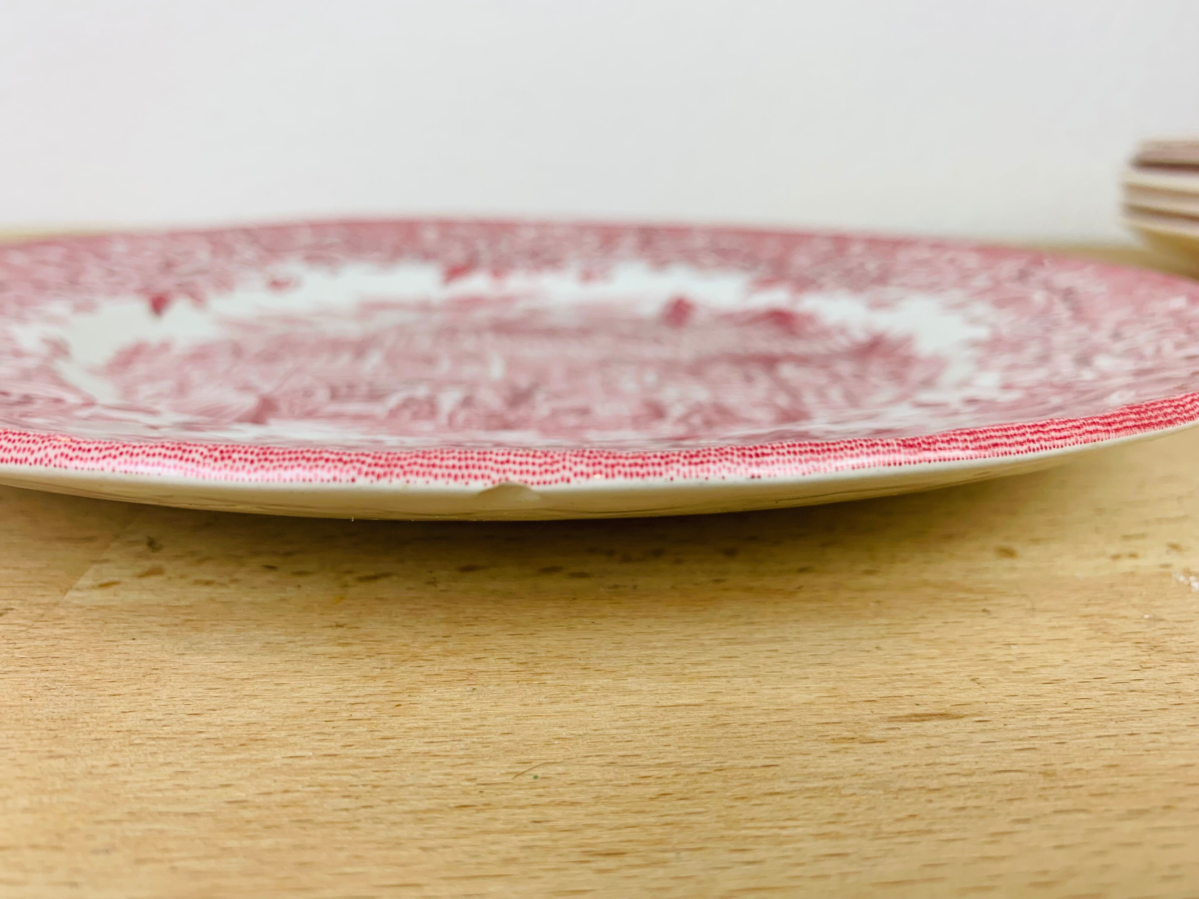 6 plates earth of iron red Royal Tudor model 17th century England ironstone