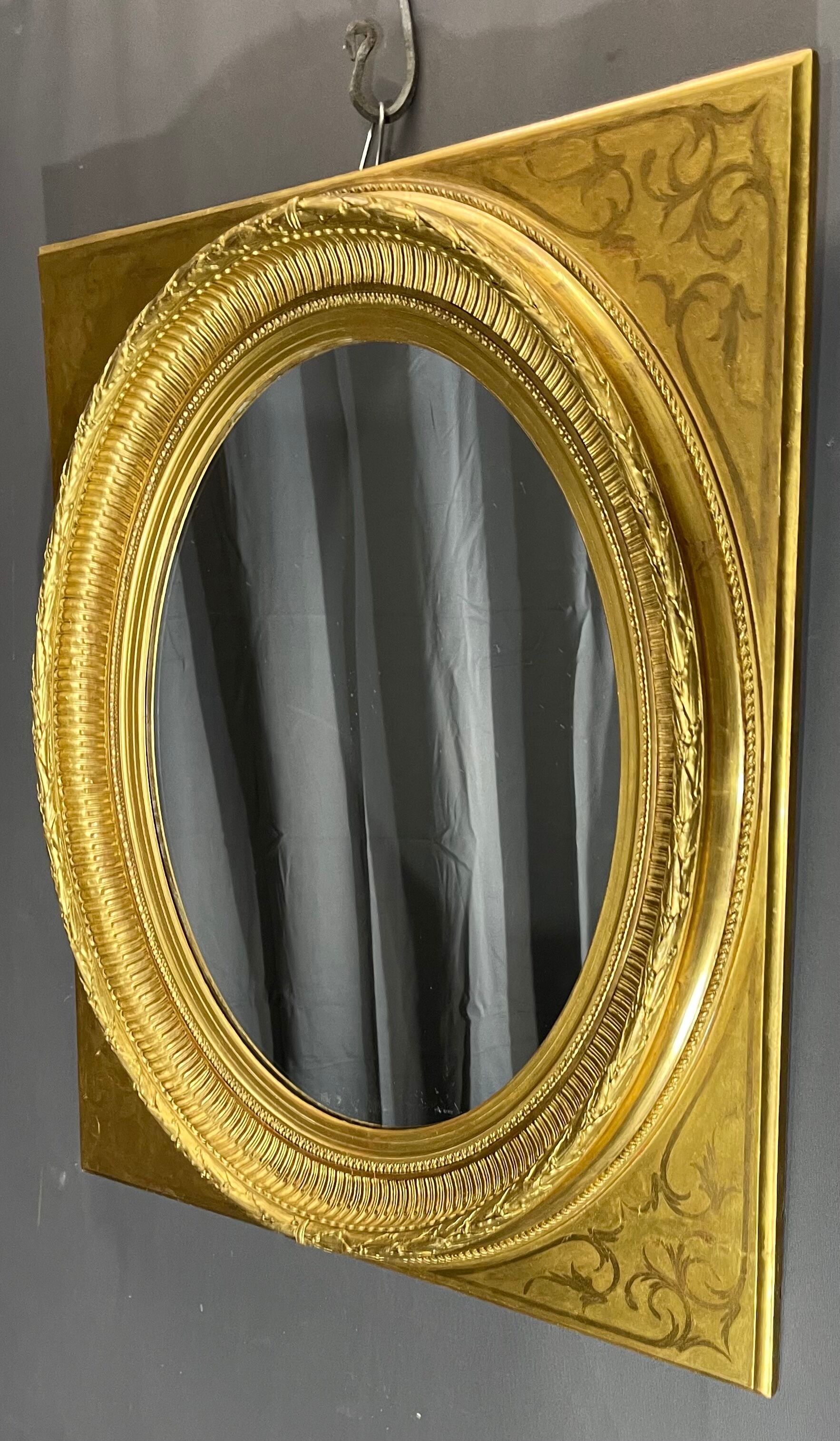 Miroir h88 x76 cm époque napoléon iii doute feuille d’or bon état