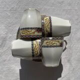 Set of 4 coffee cups and 4 porcelain bowls