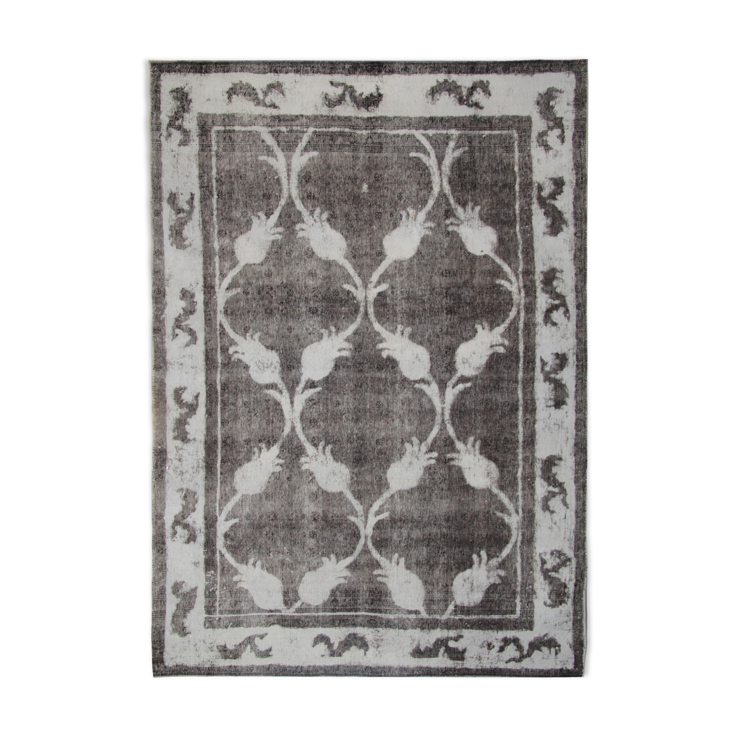 Grey overdyed persian rug traditional handmade persian carpet- 198x285cm