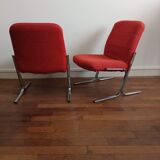 Armchairs 70s fabric and chrome