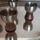 Polished stainless steel coquetiers - wooden feet