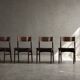 Ensemble de 4 chaises de salle à manger scandinaves modernes des années 50 en hêtre et palissandre.