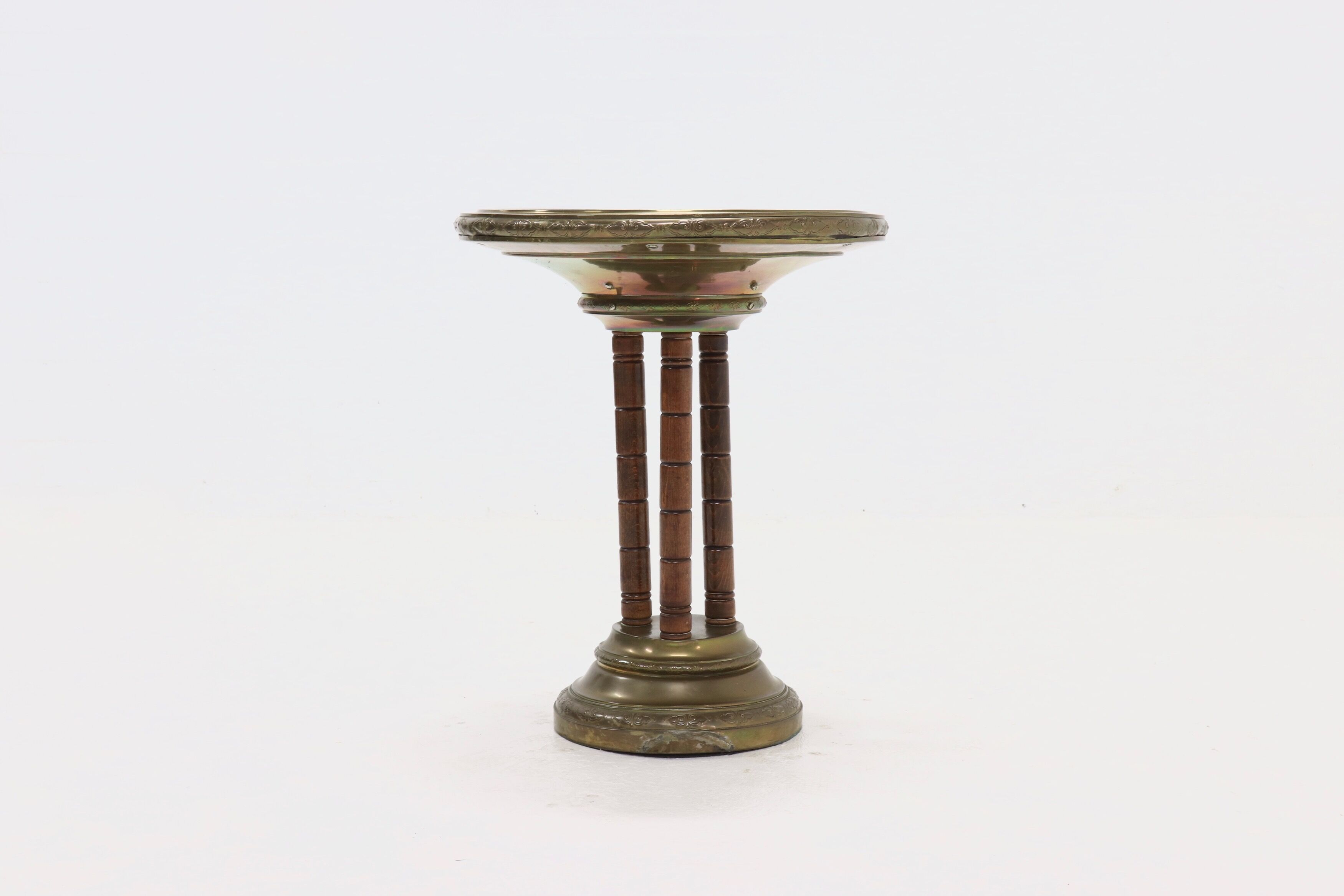 KMD Daalderop Brass and Oak Side Table 1930s