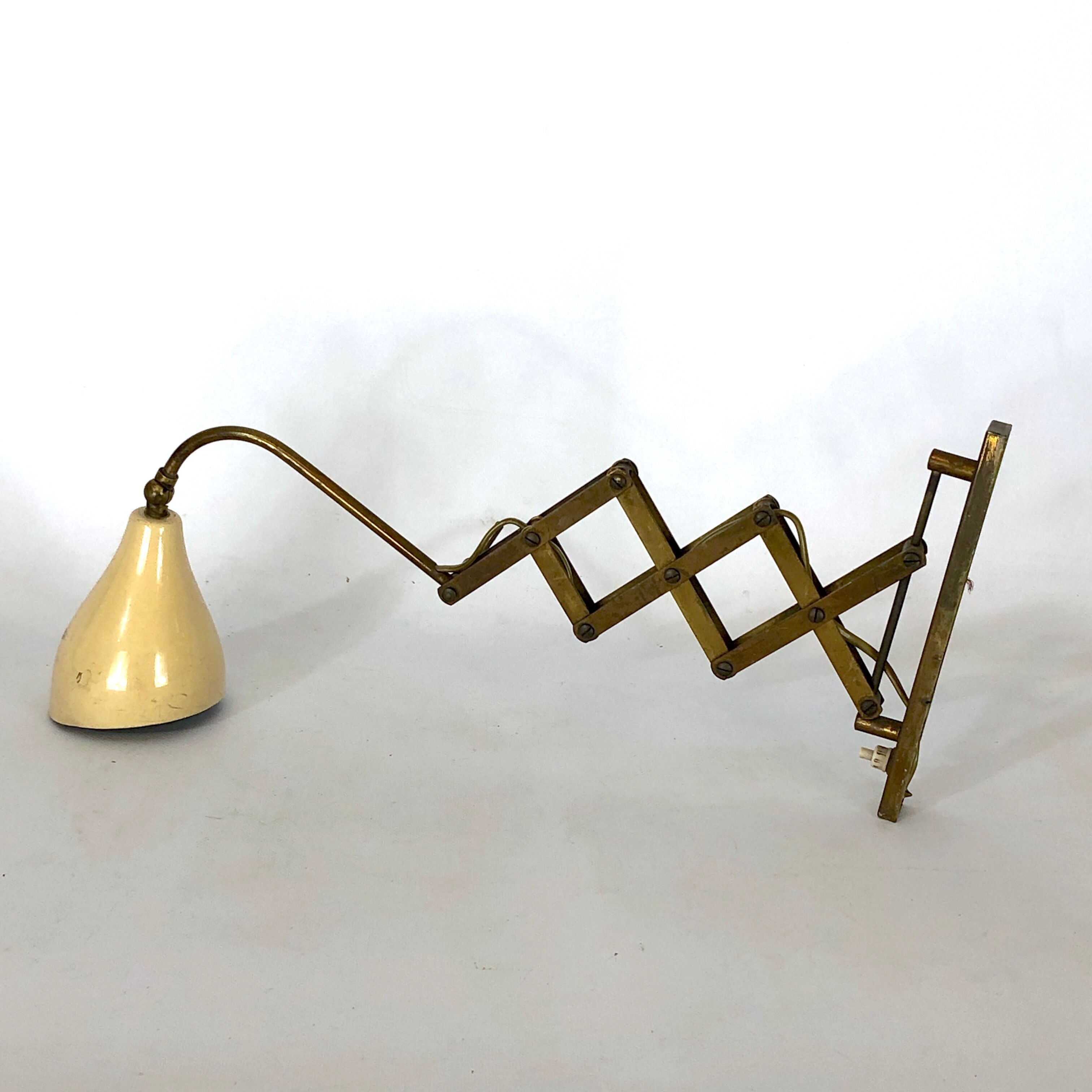 Mid century brass scissor wall lamp from 50s