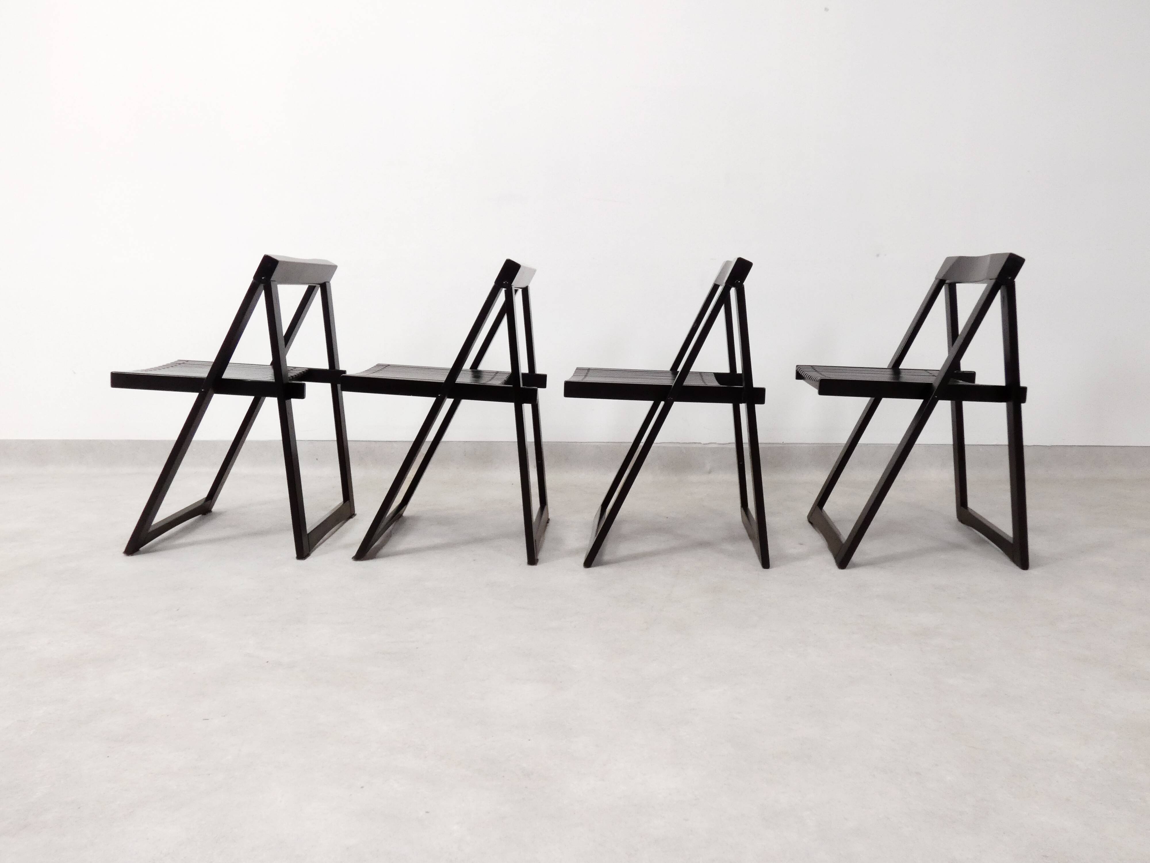 4 Trieste folding chairs with storrage table - Aldo Jacober for A. Bazzani