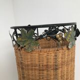 Vintage rattan and wrought iron umbrella holder