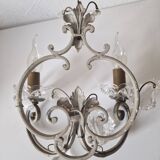Pair of sconces in patinated metal and crystal tassels