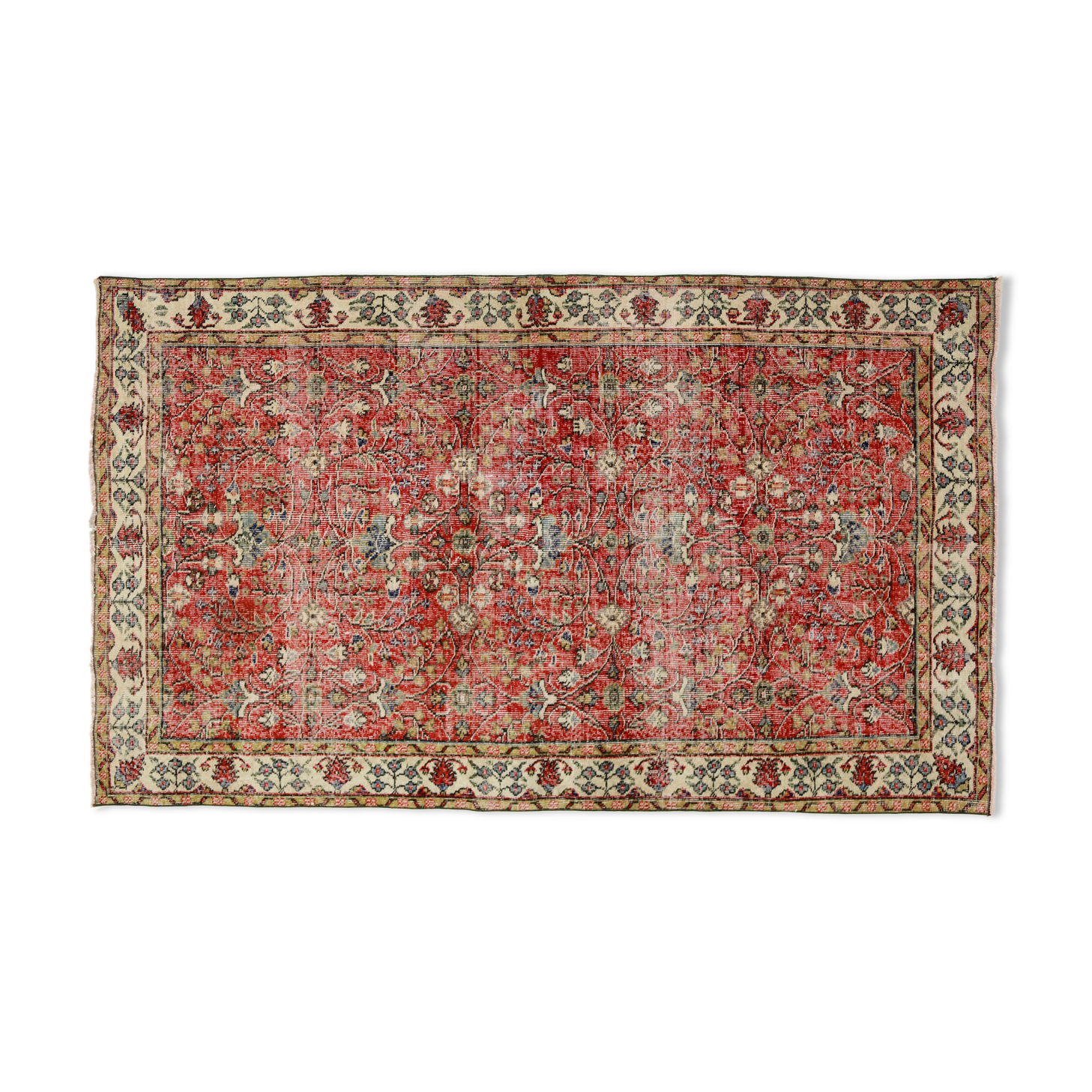 Anatolian handmade vintage rug 250 cm x 151 cm