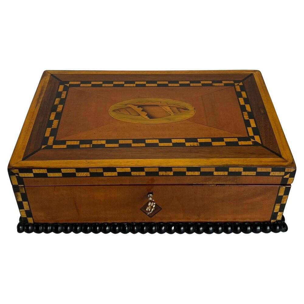 Antique Historicism Box with Birch Inlay, Germany, 1880