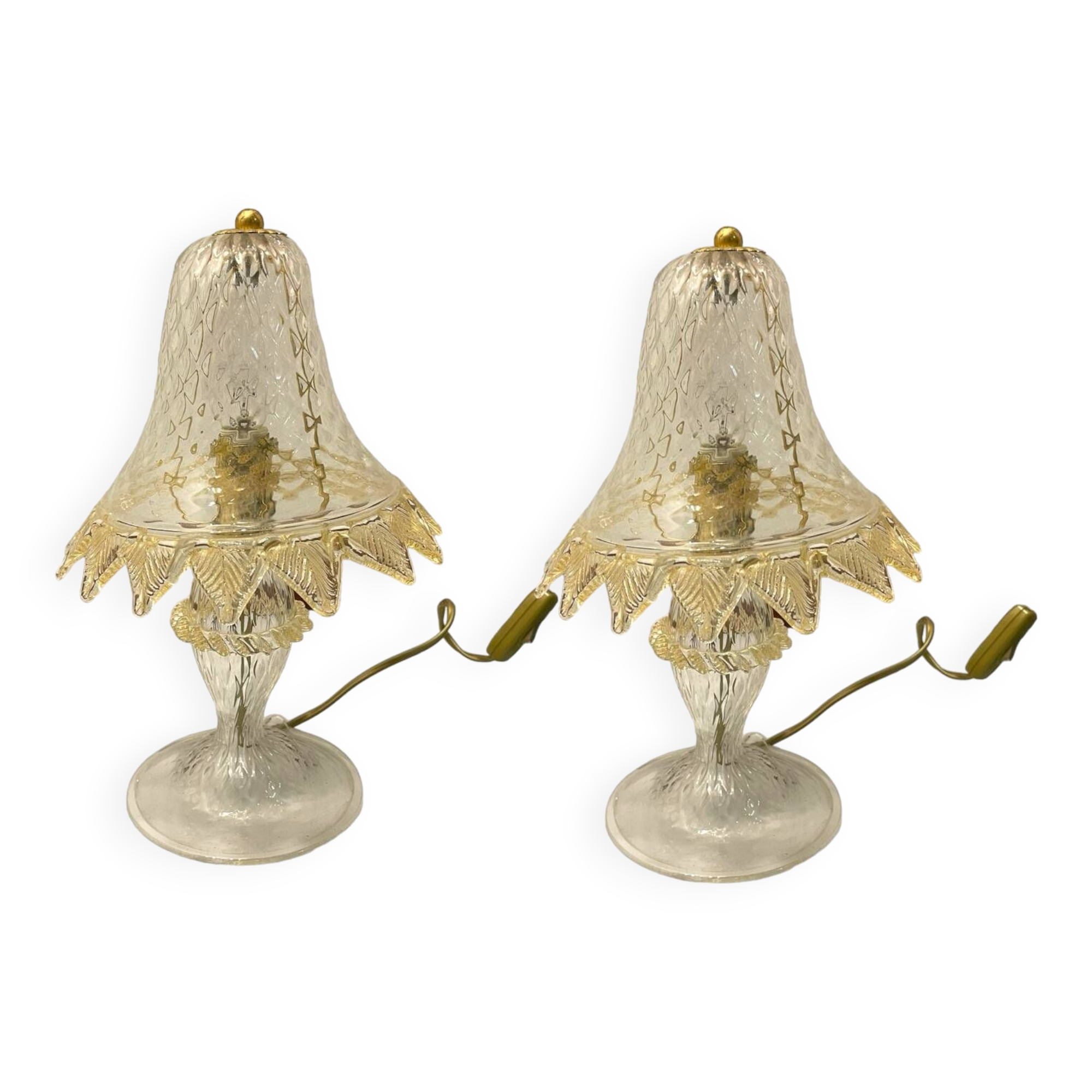 Venetian Murano Glass Table Lamps signed Arte Murano