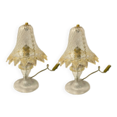 Venetian Murano Glass Table Lamps signed Arte Murano