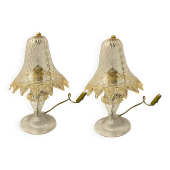 Venetian Murano Glass Table Lamps signed Arte Murano