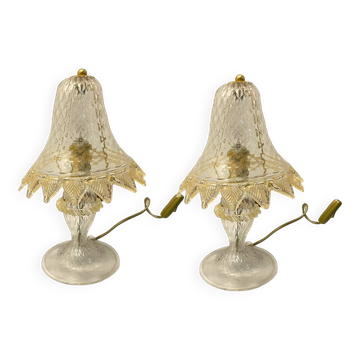 Venetian Murano Glass Table Lamps signed Arte Murano