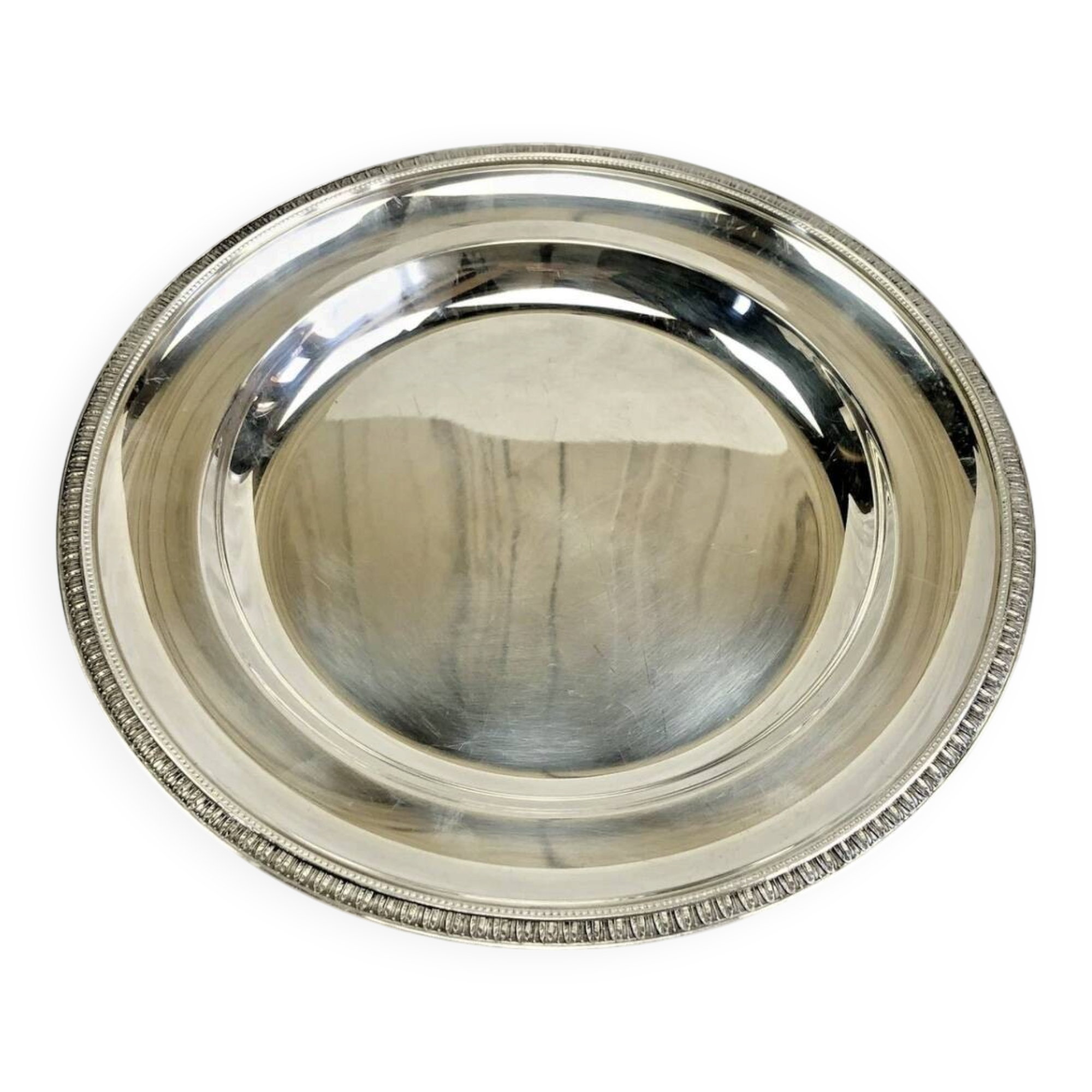 Round semi-hollow plate silver-plated Gallia Christofle Malmaison Empire