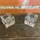 Pair of Modernist Cube Design Candle Holders Moulded Glass 1970s Vintage