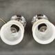 Pair of Italian Opaline Glass, Wood and Chrome Table Lamps, 1950s