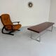 Ancienne et XXL table basse design italien année 70 placage palissandre