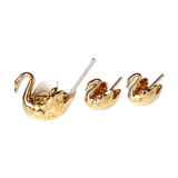 Trio of salty swans in Limoges porcelain, 50s